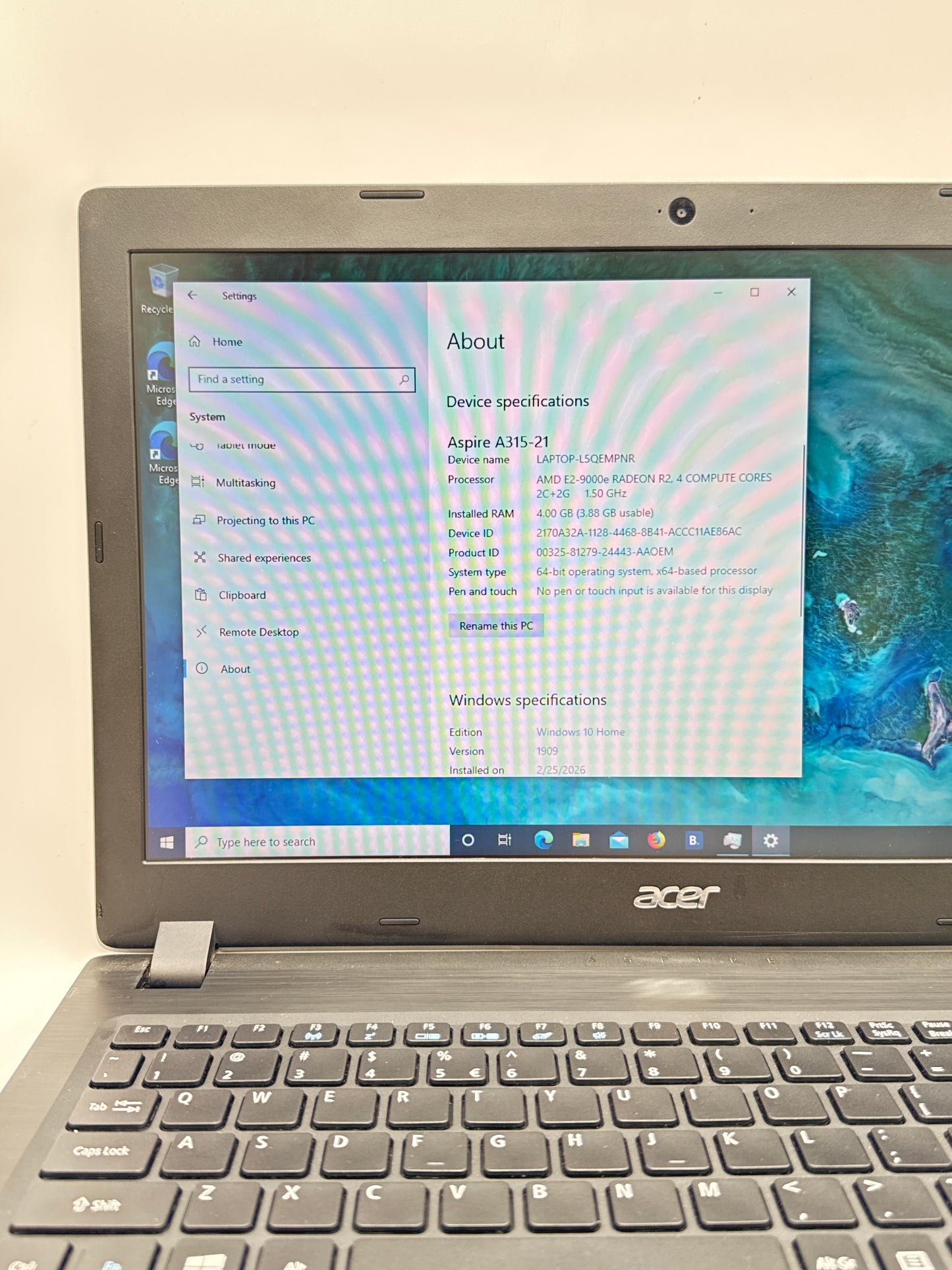 Acer Aspire 3 15.6" A315-21 AMD E2-9000e@1.5GHz 4GB RAM 1TB HDD Laptop