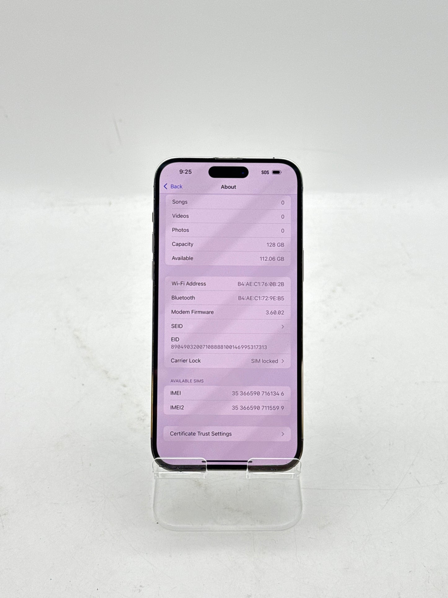 AT&T Apple iPhone 14 Pro Max A2651 128GB Deep Purple 82% Battery Health