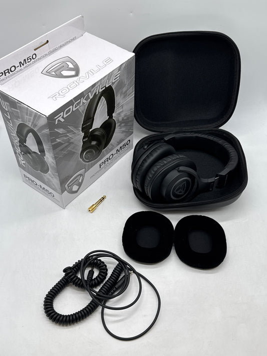 Rockville PRO-M50 Studio Headphones w/ Detachable Coil Cable, Case
