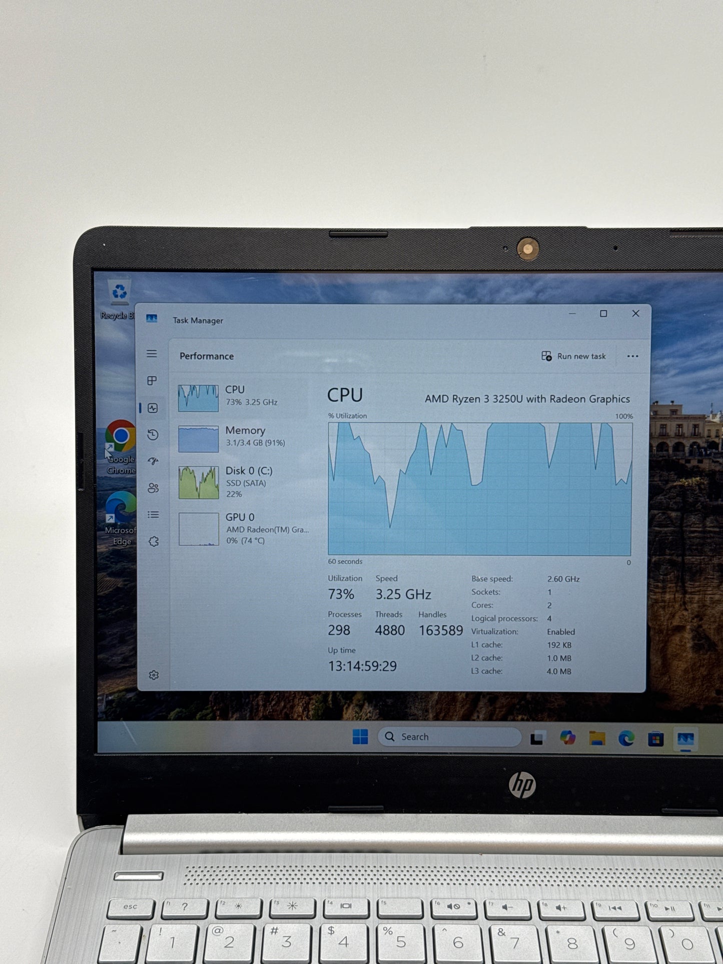 HP 14" Ryzen 3 3250U 4GB RAM 128GB SSD 14-dk1032wm w/ Charger