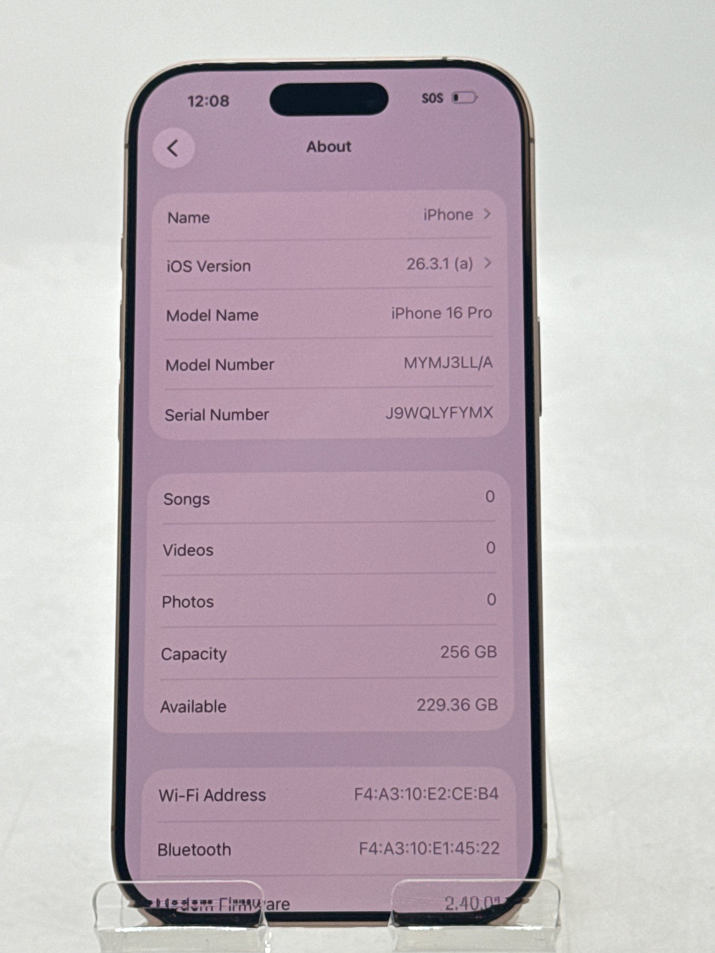 AT&T Apple iPhone 16 Pro A3083 256GB Desert Titanium 93% Battery Health 326 Cycle