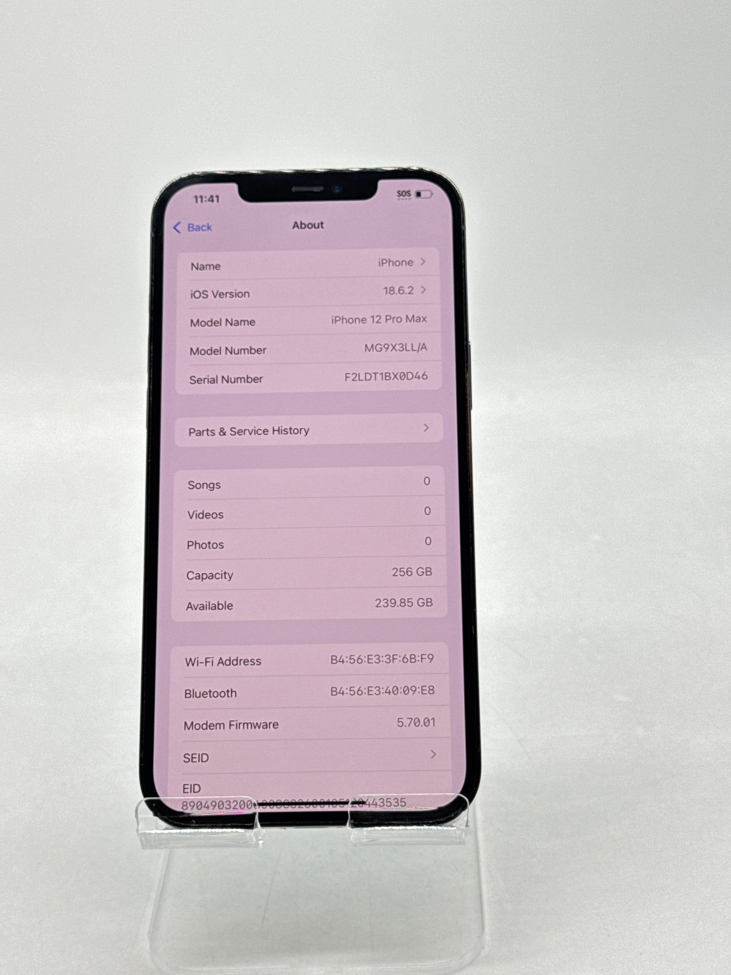 Unlocked Apple iPhone 12 Pro Max A2342 256GB Pacific Blue - Service Battery 78%