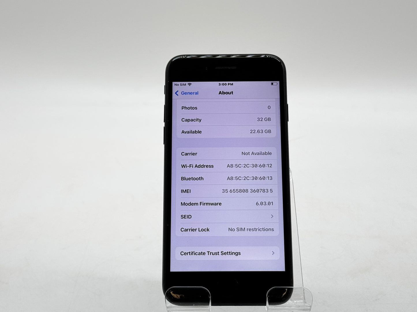 Unlocked Apple iPhone 7 A1778 32GB Jet Black - Service Battery