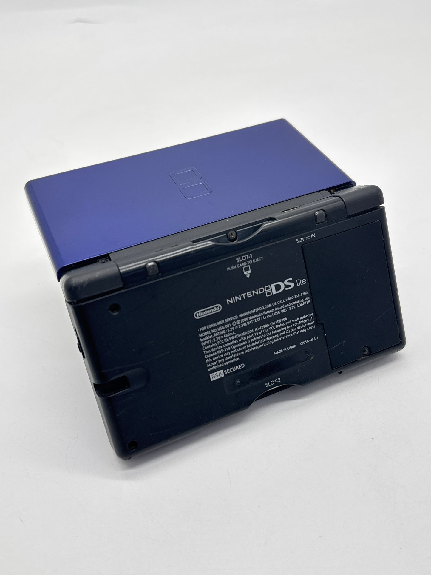 Nintendo DS Lite USG-001 Blue Black Console #60 Loose Hinge Bad Top Screen AS IS