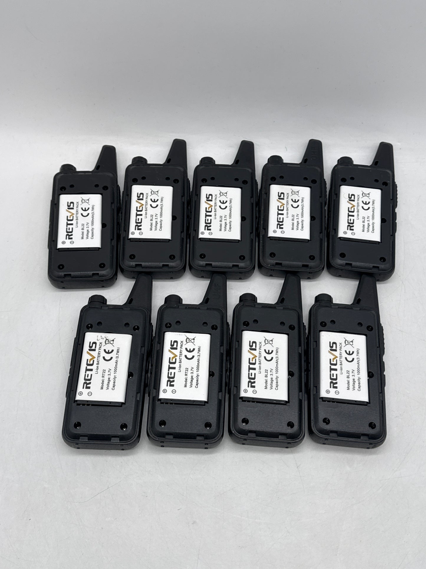 Lot of 9 Retevis RETC 15 RT22 Two-Way UHF Radio Walkie-Talkie with Battery