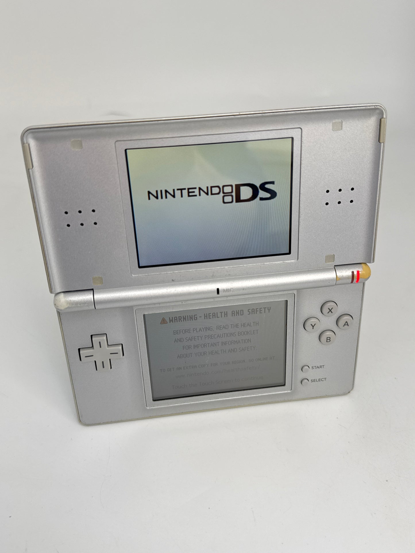 Nintendo DS Lite USG-001 Silver Console #63 w/ Stylus & No Charger