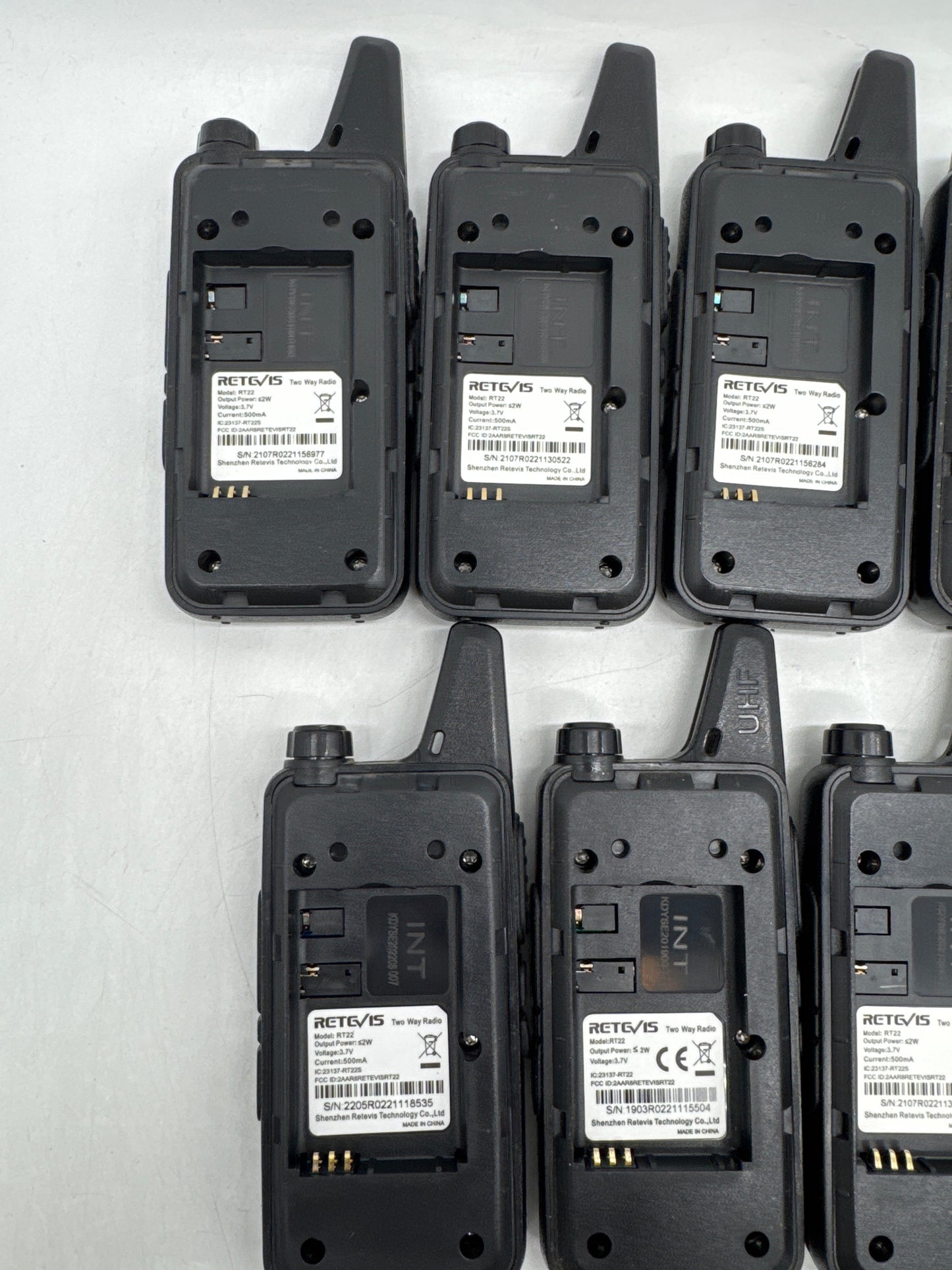 Lot of 9 Retevis RETC 15 RT22 Two-Way UHF Radio Walkie-Talkie with Battery