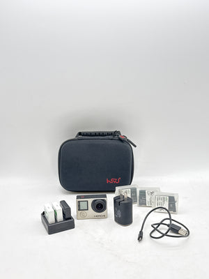 GoPro Hero 4 Silver Carrying Case 3 Batteries and Accessories Bundle