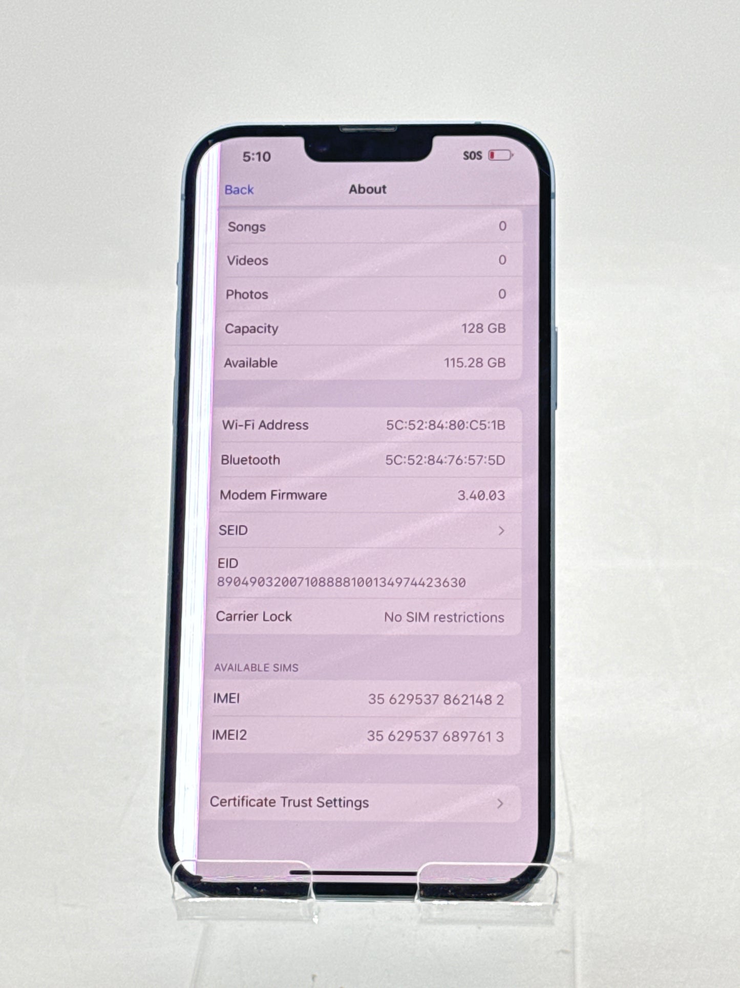 Unlocked Apple iPhone 14 Plus A2632 128GB Blue 81% Battery Health - Bad Display