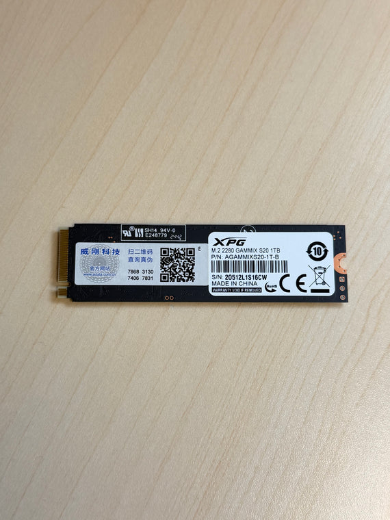 ADATA XPG GAMMIX S20 1TB NVMe M2 PCle Gen3 AGGAMMIXS20-1T-B Solid State Drive