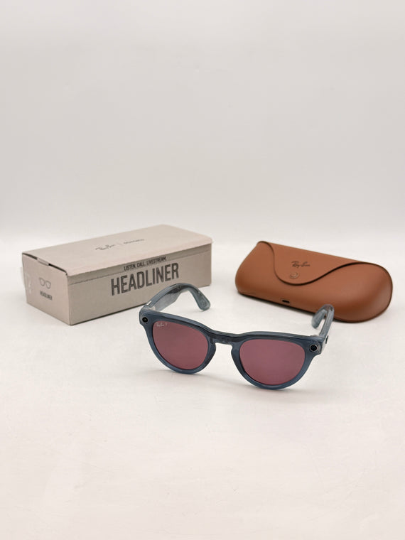 Ray-Ban Meta Headliner RW4009 Glasses Shiny Jeans Frame Polar Dusty Red Lens
