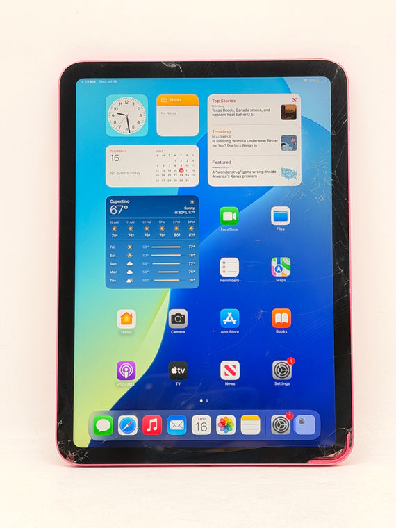 Apple iPad 10th Gen A2696 64GB Wi-Fi Only Pink - Cracked Screen