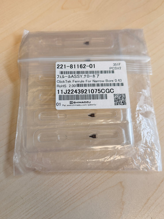 New Shimadzu 221-81162-01 ClickTek Ferrule 0.43mm Hole
