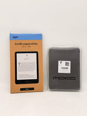 Amazon Kindle Paperwhite 12th Gen 16GB 7" Screen E-Reader Black With Case
