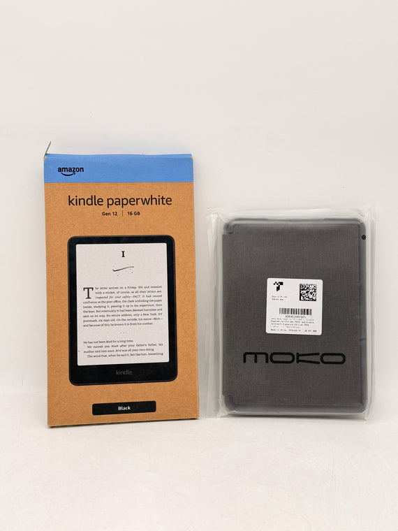 Amazon Kindle Paperwhite 12th Gen 16GB 7" Screen E-Reader Black With Case