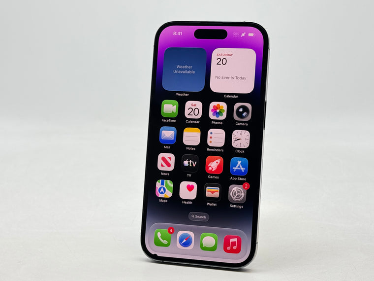Unlocked Apple iPhone 14 Pro A2650 128GB Deep Purple 89% BH - Cracked Read!