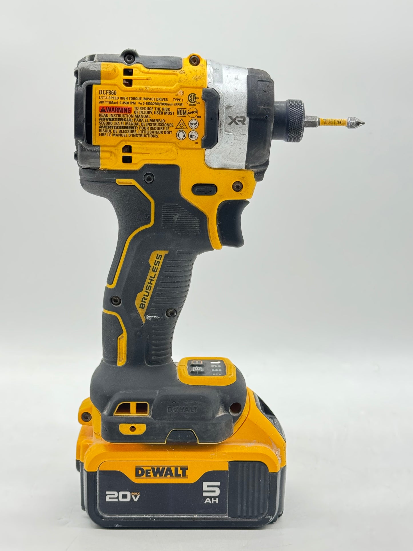 DeWalt DCF860 20V MAX Brushless 1/4" 3-Speed High Torque Impact Driver