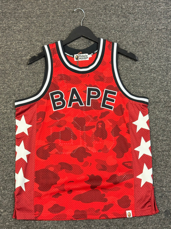 BAPE Color Camo Mesh Multi Logo Relaxed Fit Tank Top Mens Size Small - New