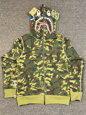 BAPE x OVO Woodland Camo Shark Reversible Full Zip Hoodie Size Medium - New